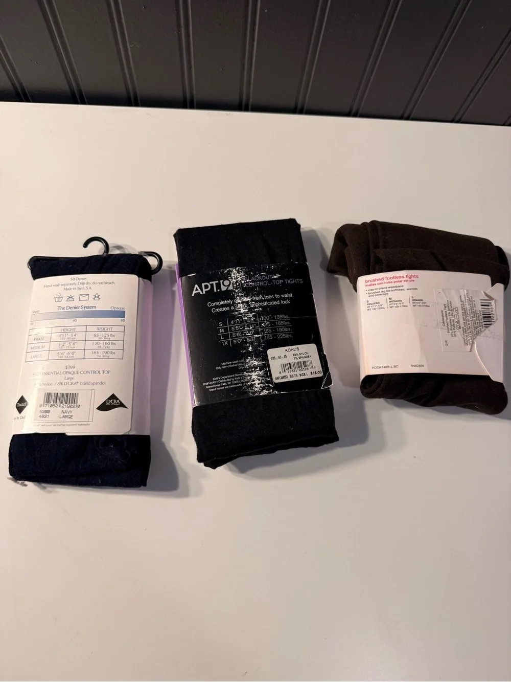 pantyhose lot Large, Karen Scott, Apt 9 Black Out, No Nonsense Brush